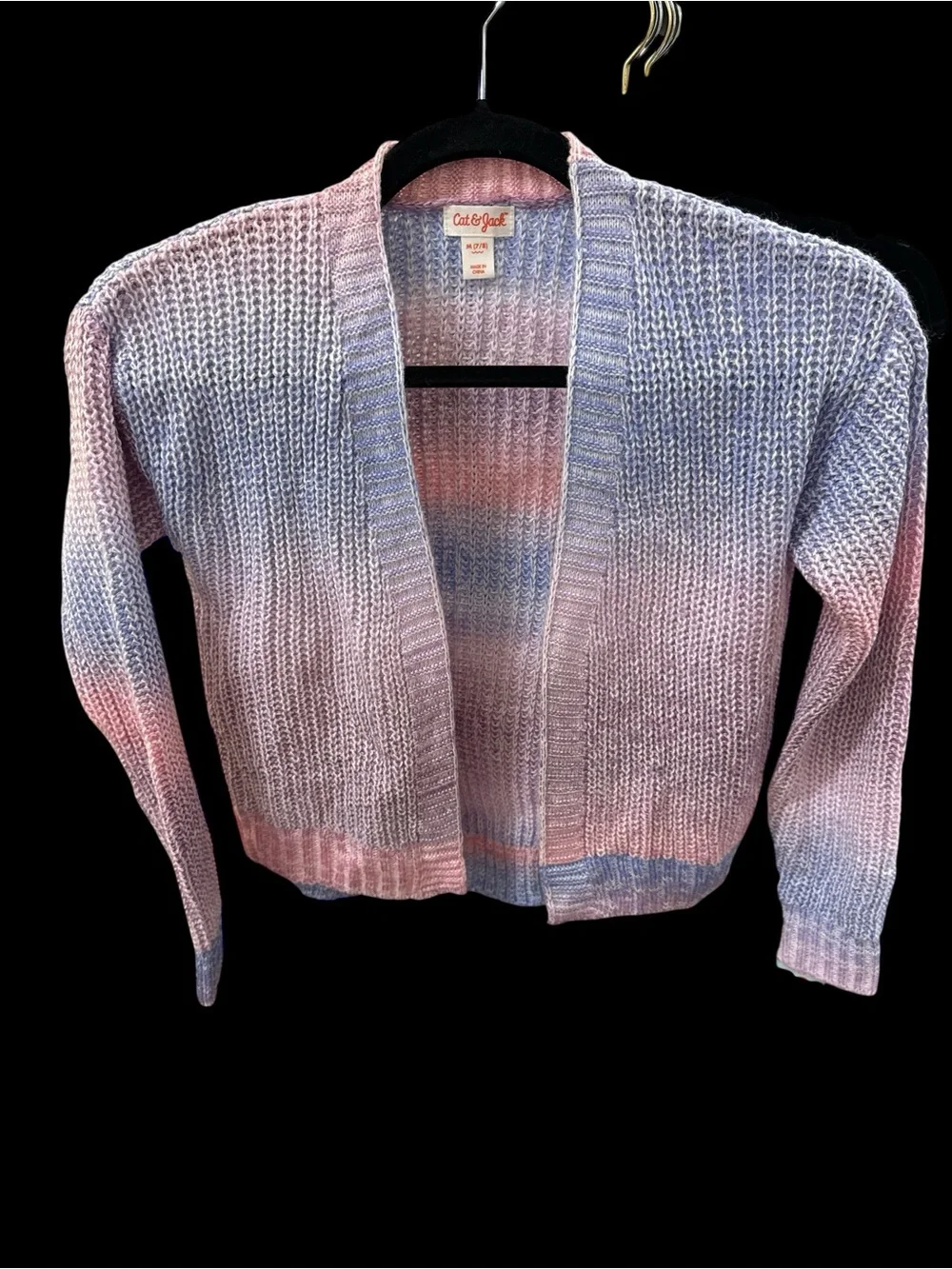 Cat & Jack Pastel Pink and Light Blue Open-Front Knit Cardigan